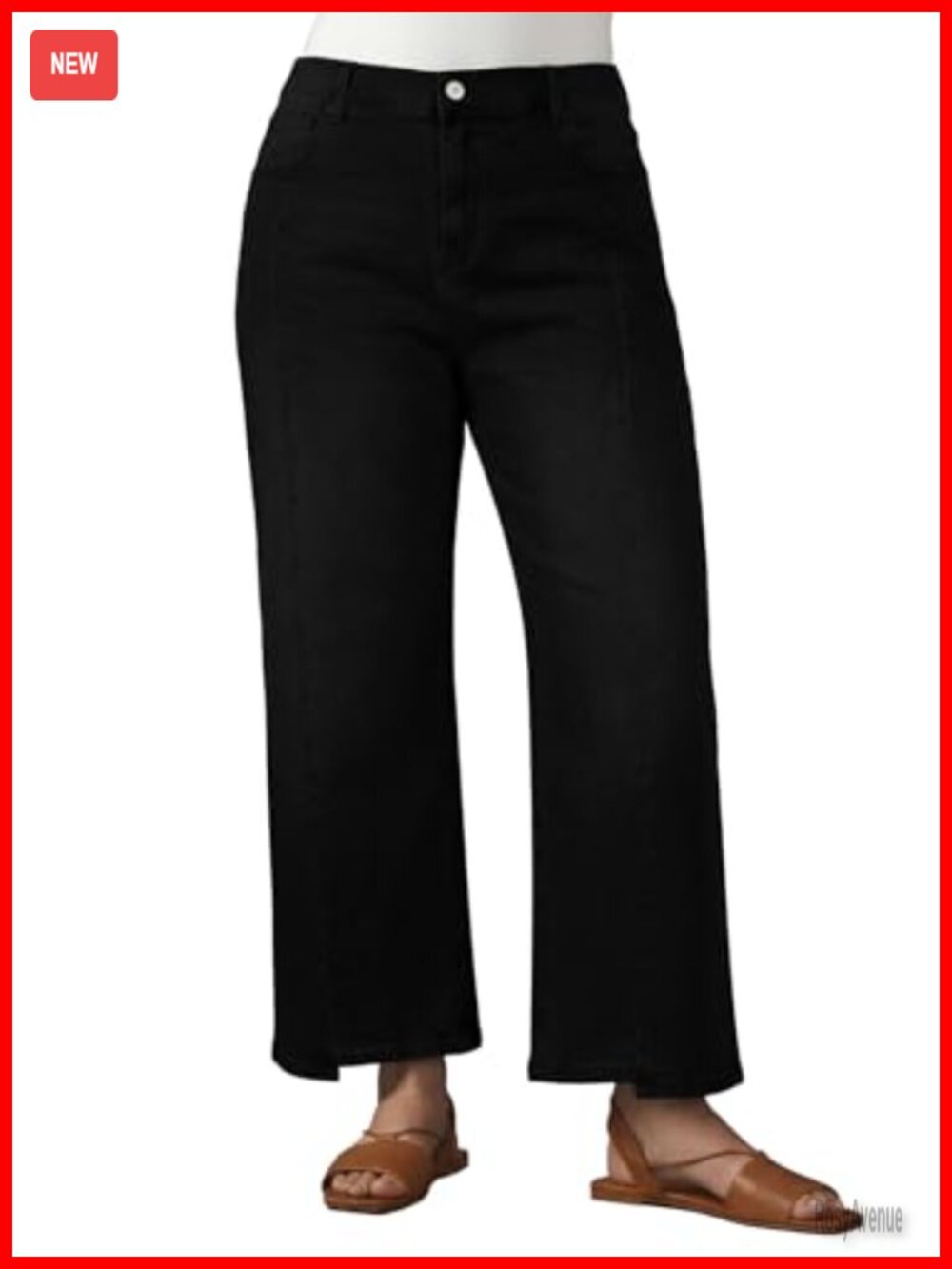 Plus Size Wide Leg Jeans High Waist Front Seam Stretchy Ankle Denim Pockets
